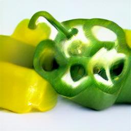 generated: a green pepper sliced into many pieces #5